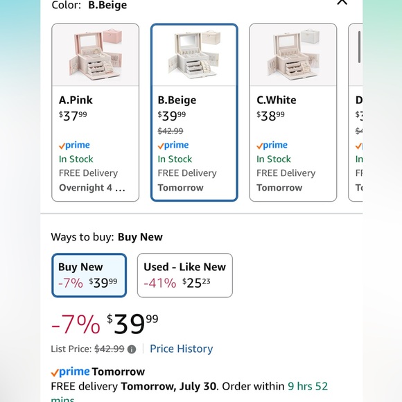 Amazon Vlando Used Jewelry Box white - Picture 3 of 9